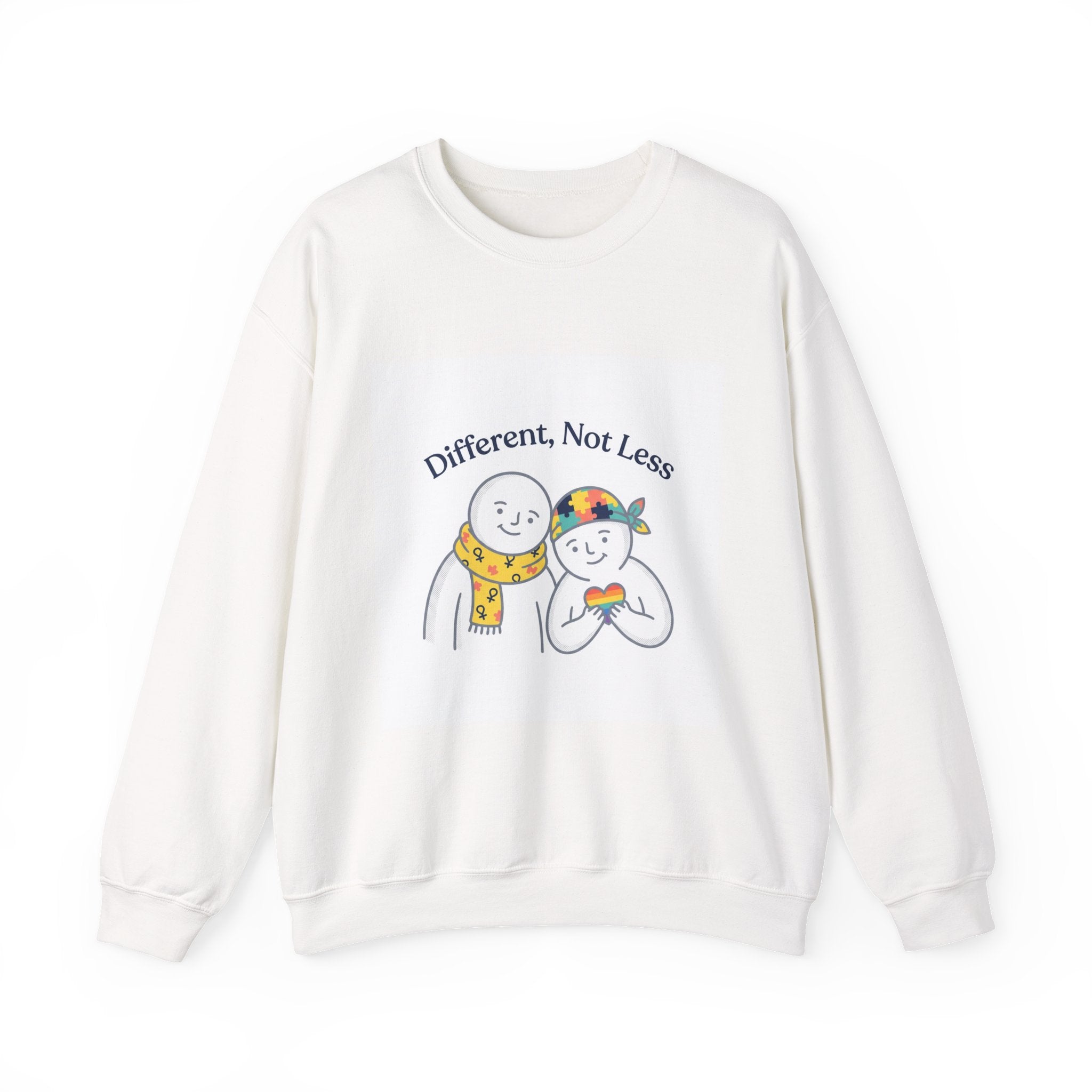 Crewneck Sweatshirt — "Different, Not Less" Inclusive Design (Back: "Be Good Do Good")
