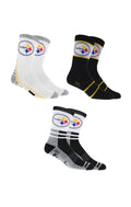 Pittsburgh Steelers Socks 3 Pack Crew Length NFL Football